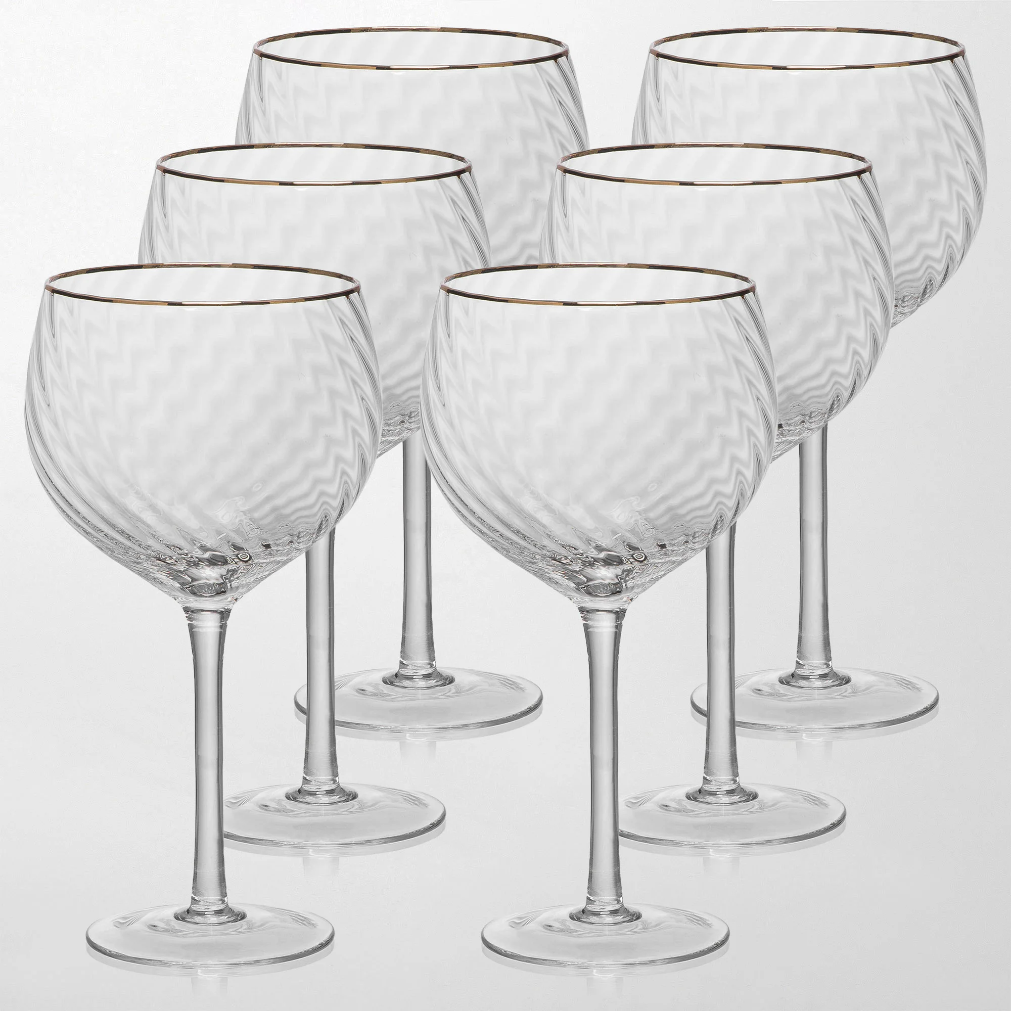 Jogo de 6 Taças de Cristal de Gin c/ Borda Dourada Lumina 630ml Incolor